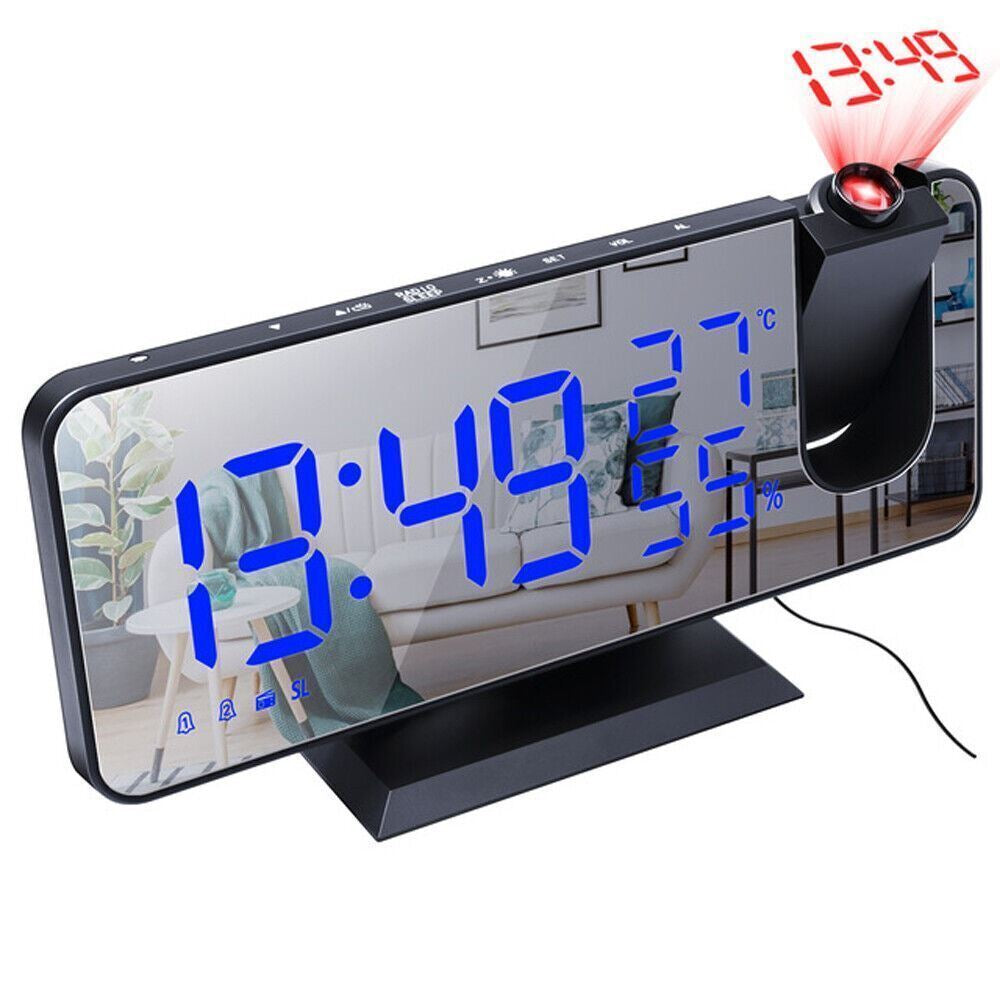 7.5" LED Digital Projector Projection Snooze Dual Alarm Clock FM Radio Timer USB