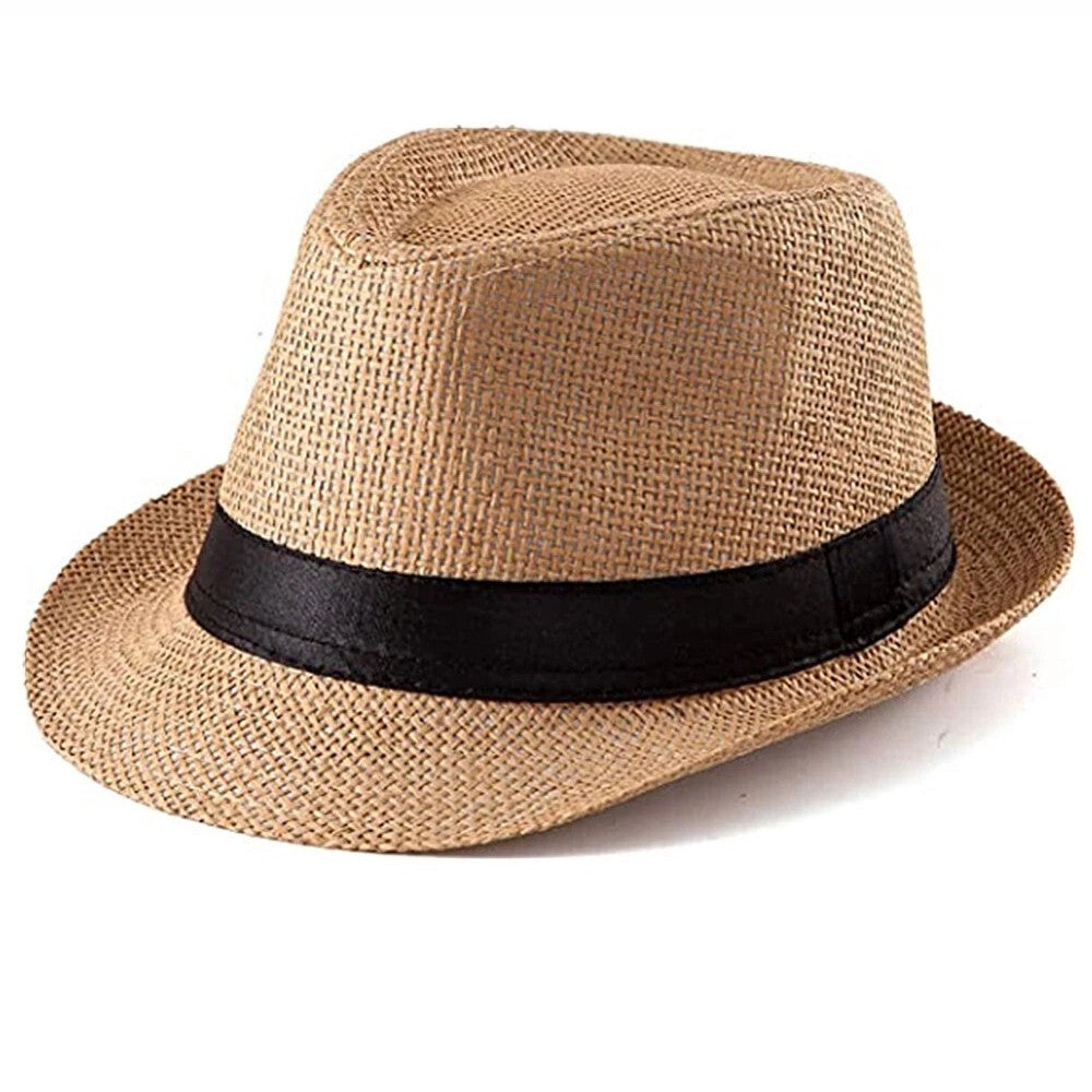 Unisex Straw Panama Hat Summer Beach Sun Short Brim Fedora Trilby Cuban Cap US