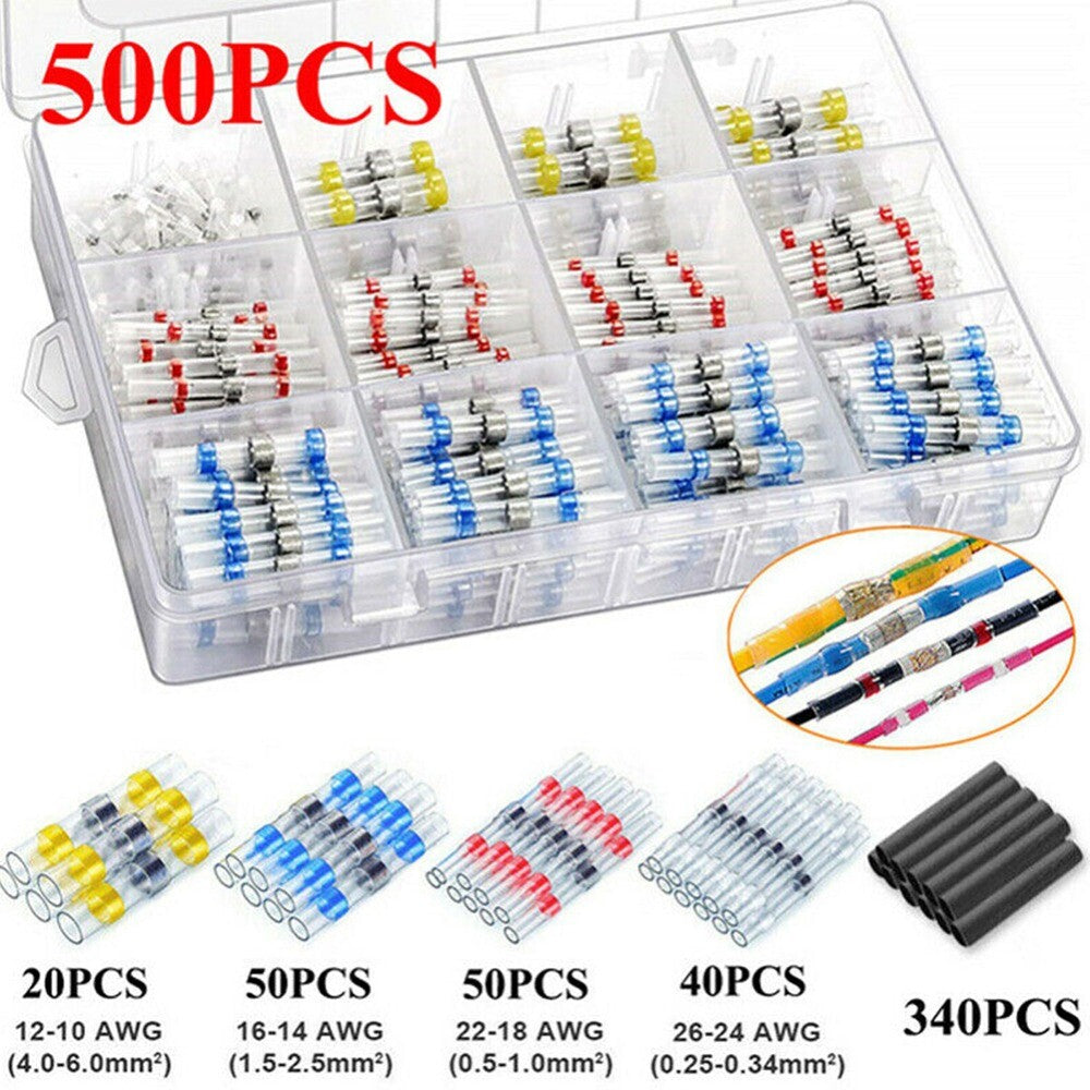 500PCS Wire Connectors Waterproof Heat Shrink Butt Terminals Solder Seal Sleeve