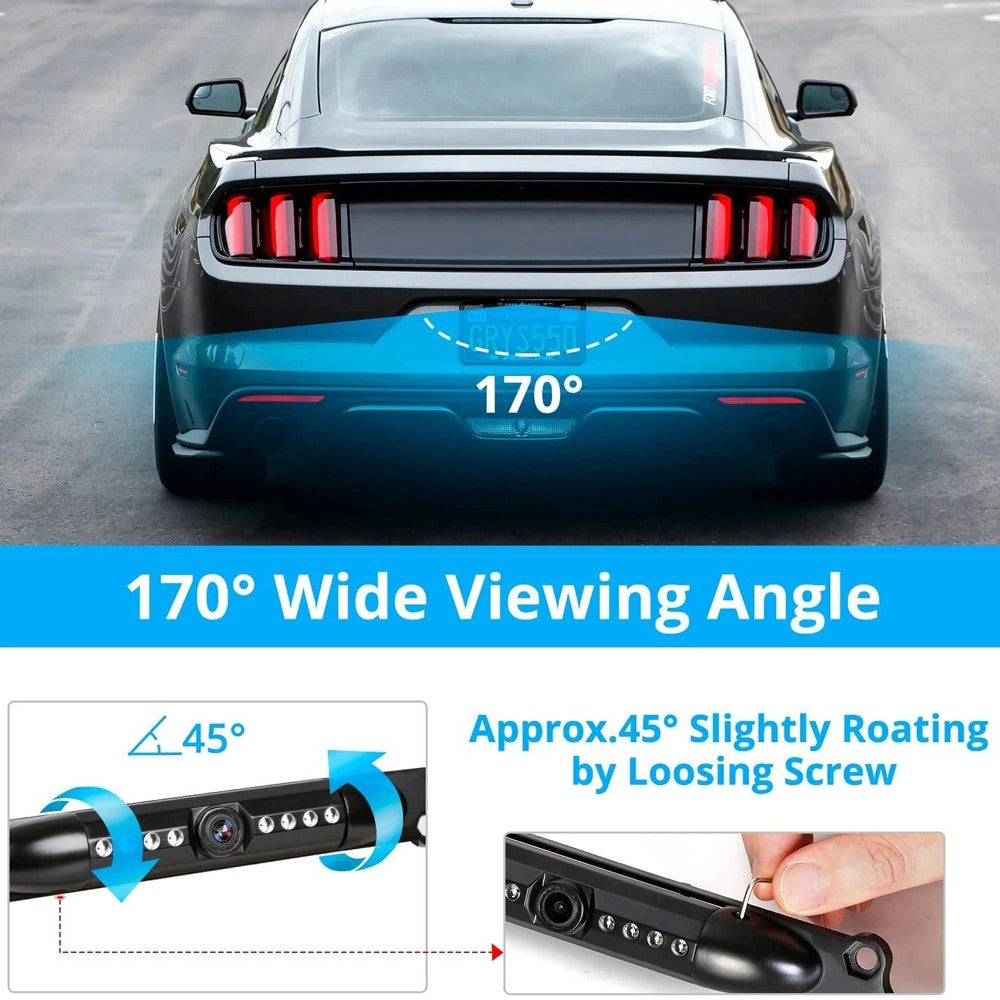 Backup Camera US License Plate Metal Frame Rear View CMOS HD LED Night Vision