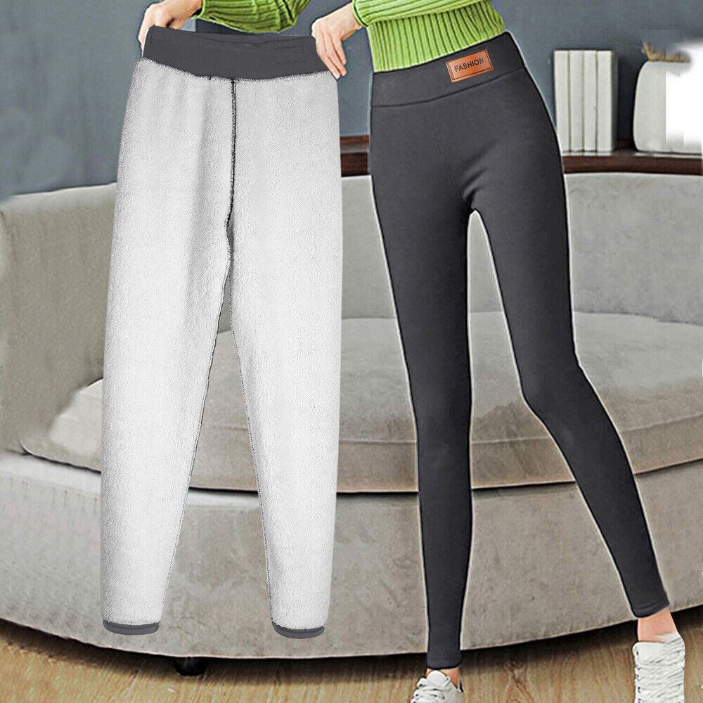 Women Winter Warm Sherpa Fleece Lined Leggings Thick Cashmere Thermal Pants US