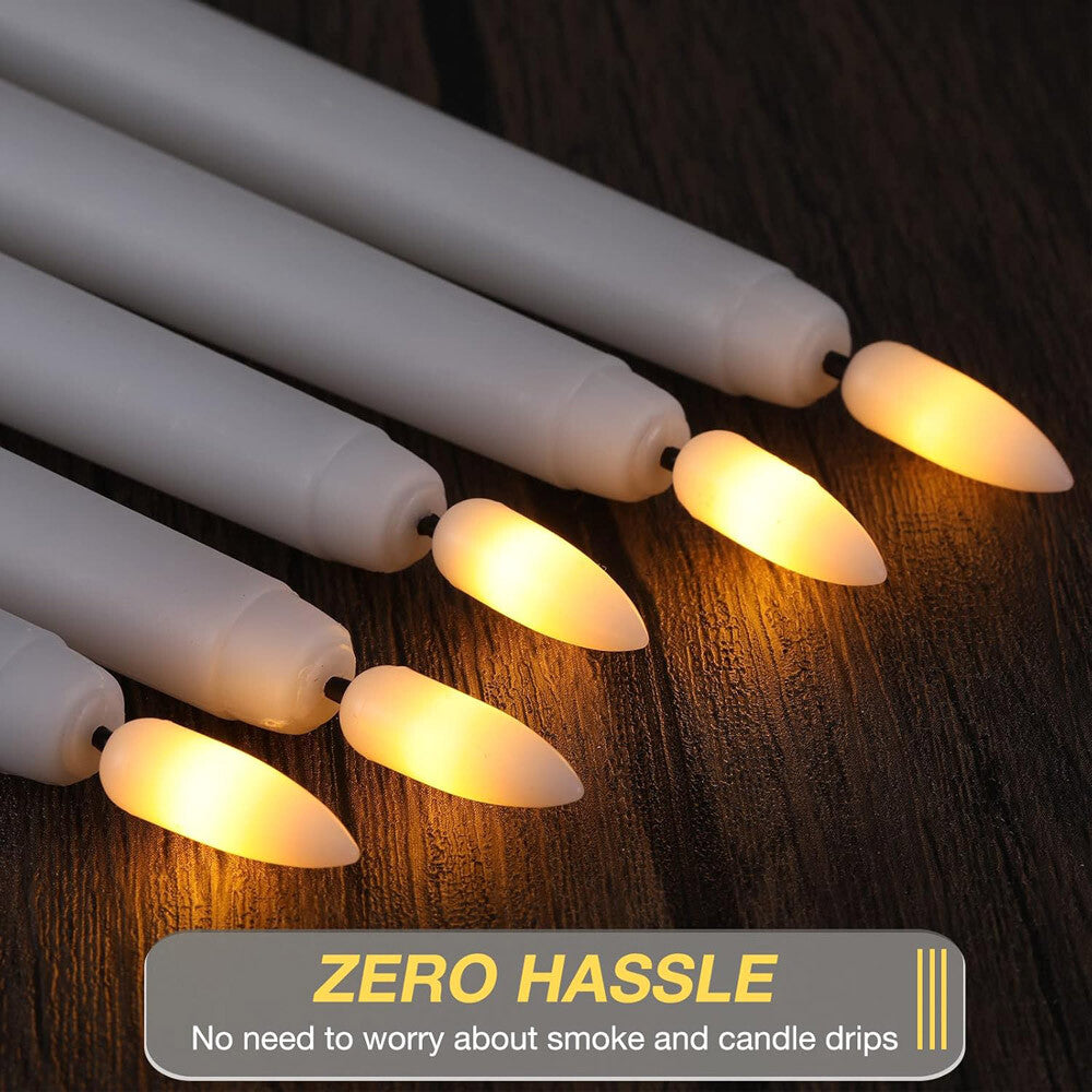 6 Set Rod Candles LED Night Light Decor Candles Flickering Timer Remote Control
