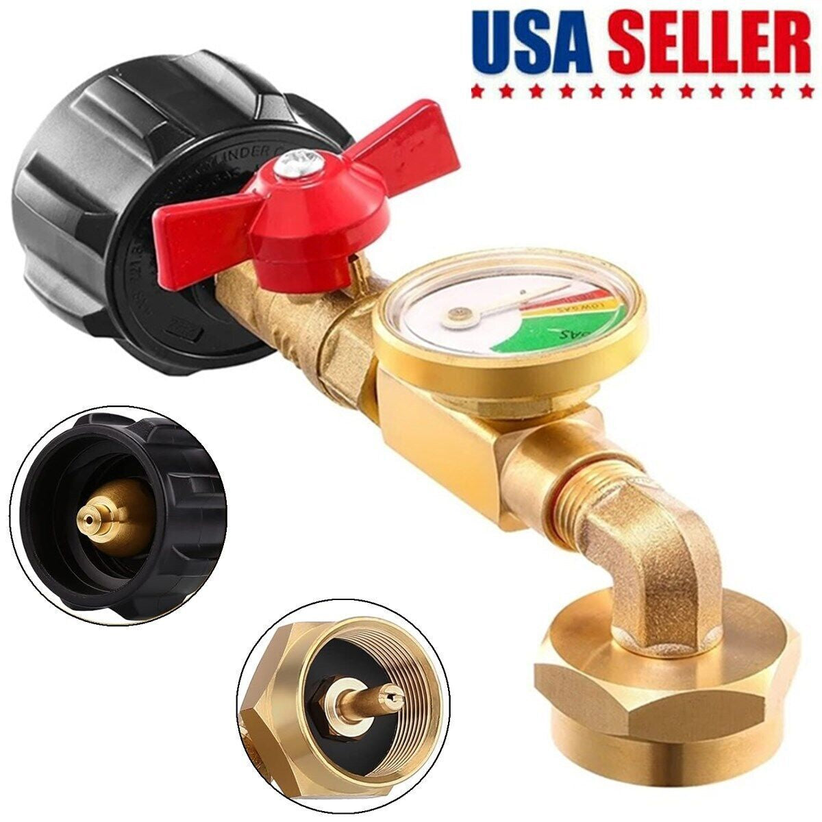 1Lb to 20Lb Tank Propane Refill Adapter with Gauge and On-Off Control Valve US