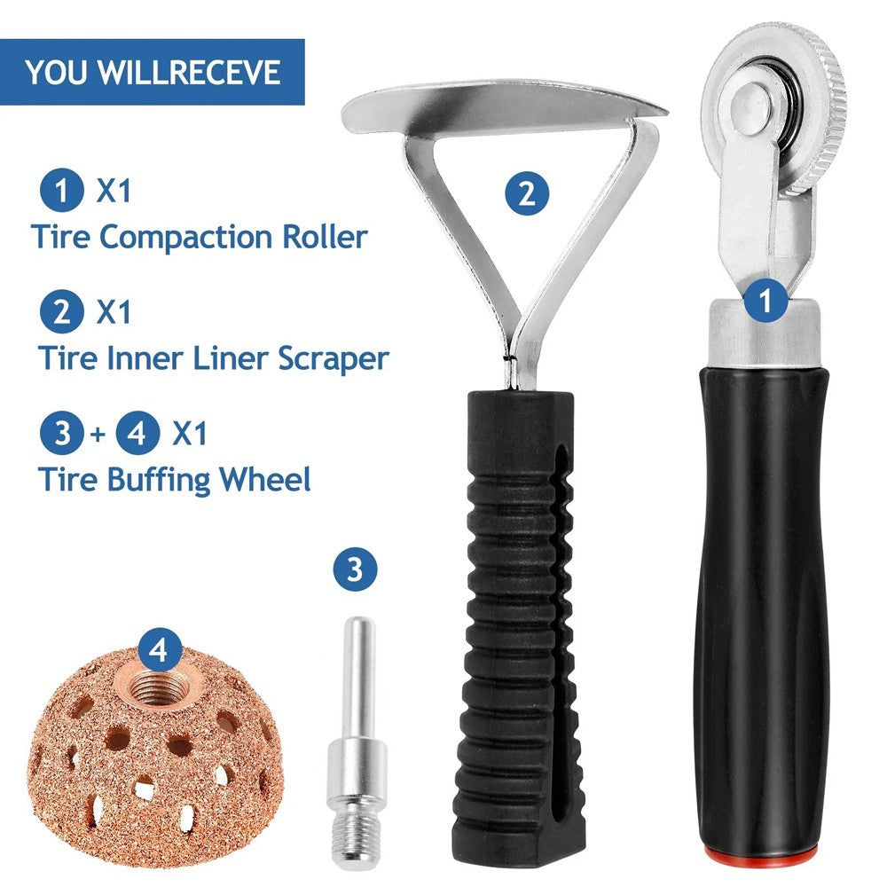 Tire Repair Patch Tool Liner Scraper Kit Grinding Head Buffing Wheel Car Truck