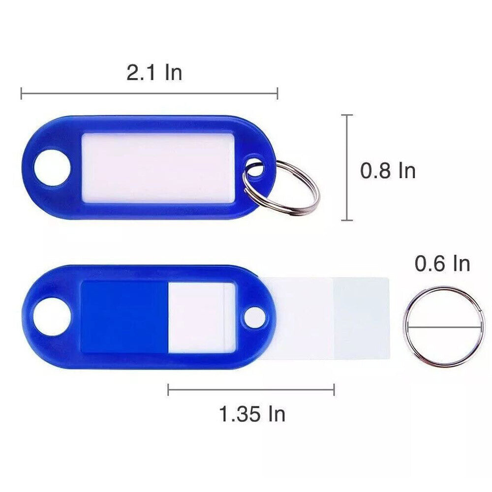 50PCS Key Tags Plastic W/ Split Ring Luggage Fobs ID Card Name Label Keychain US