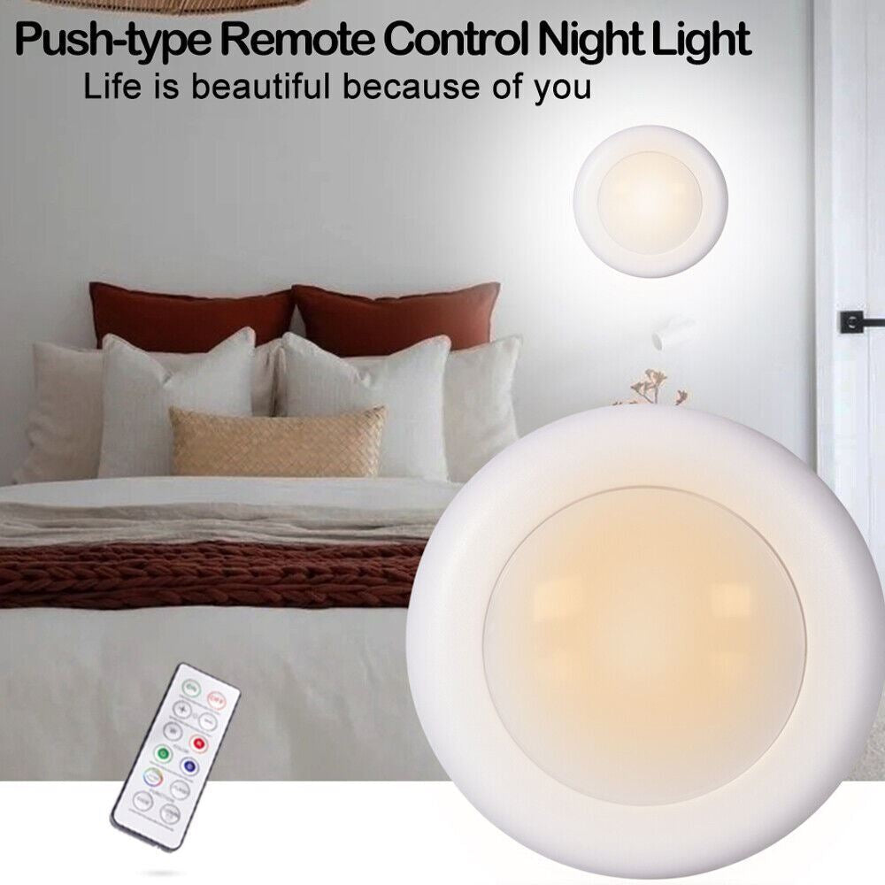 3PCS LED Puck Light Wireless under Cabinet Lighting Kit Kitchen Counter Light US