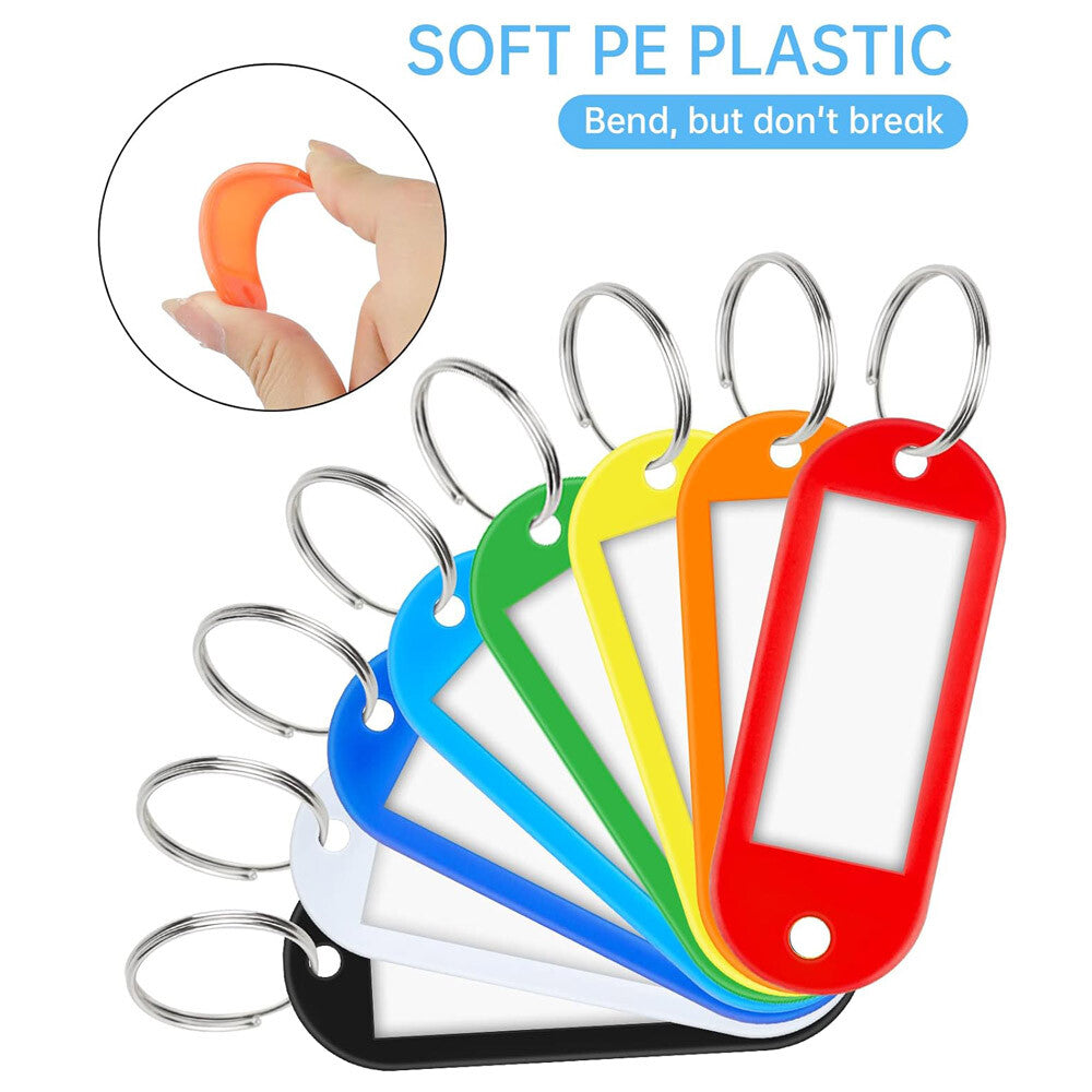 50PCS Key Tags Plastic W/ Split Ring Luggage Fobs ID Card Name Label Keychain US