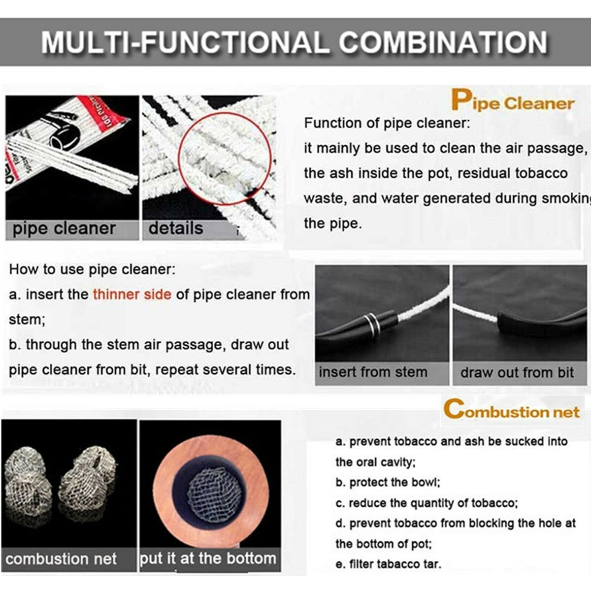 Rosewood Churchwarden Gandalf Pipe Long Stem Bent Tobacco Pipe with Accessories