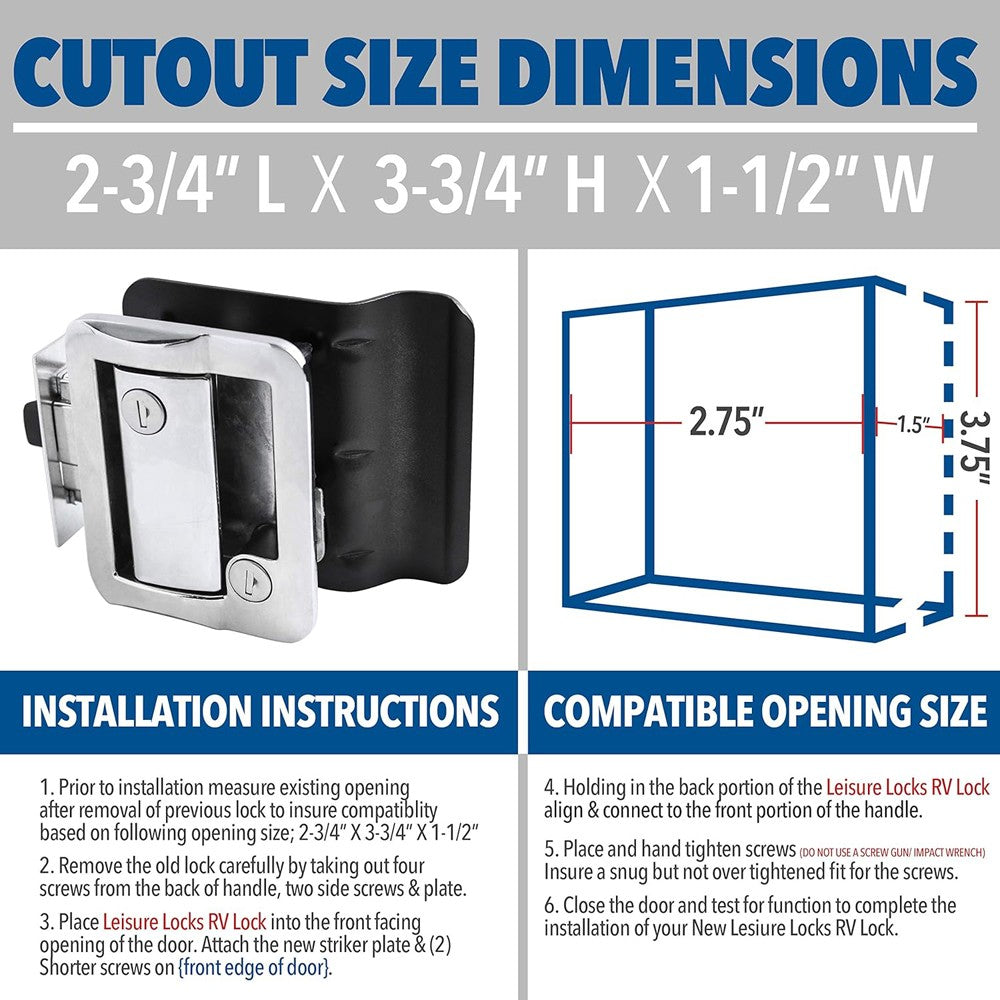 Chrome Trailer Camper RV Paddle Entry Door Lock Latch Handle Knob Deadbolt US