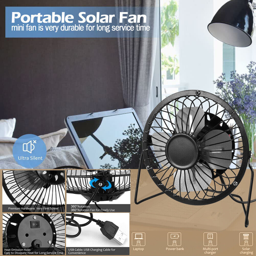 Solar Powered Fan Portable Mini Ventilator Greenhouse Pet Dog Chicken House Cool