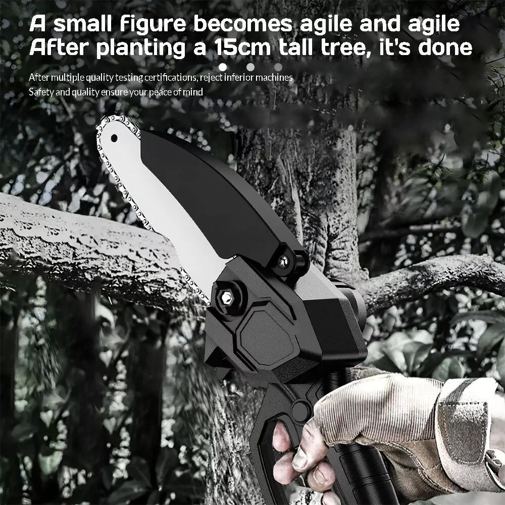 21V Electric Cordless Chain Saw Small Mini Handheld Chainsaw 2 Battery Powered