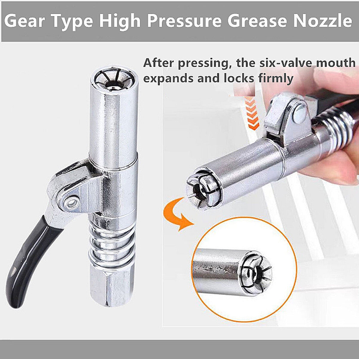 10000PSI Grease Gun Coupler Quick Release Lock Oil Injection Nozzle Professional