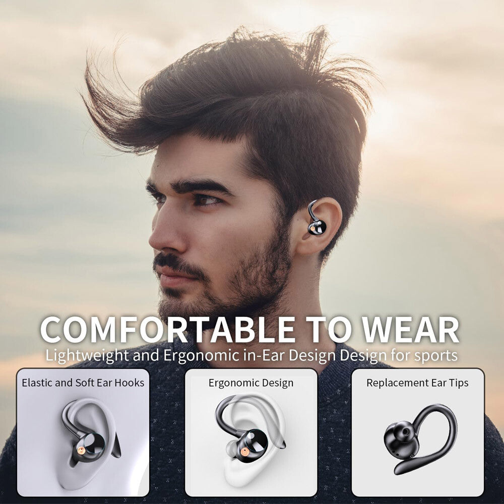 Ear Hook Headphones True Wireless Earbuds Bluetooth 5.3 Waterproof Earphones US