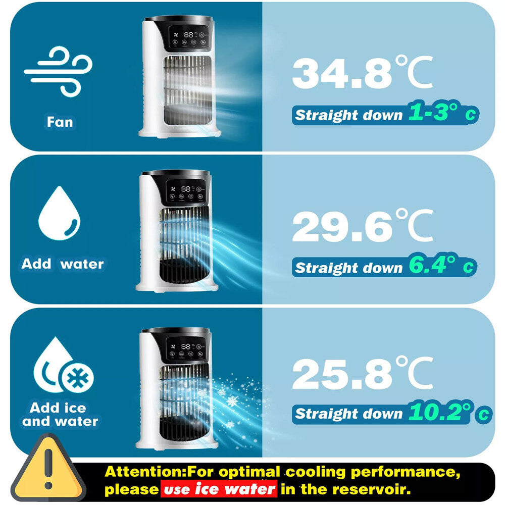Humidifier Portable Air Cooler Fan LED Mini AC Air Conditioner Personal Cooling