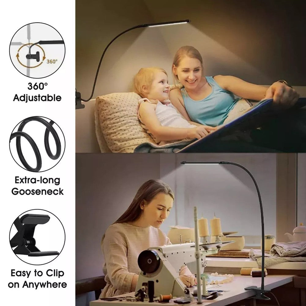 Eye-Caring LED Desk Lamp Adjustable Swing Arm Lamp with Clamp Reading Desk Light