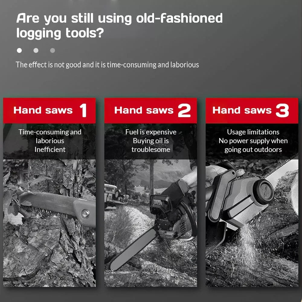 21V Electric Cordless Chain Saw Small Mini Handheld Chainsaw 2 Battery Powered