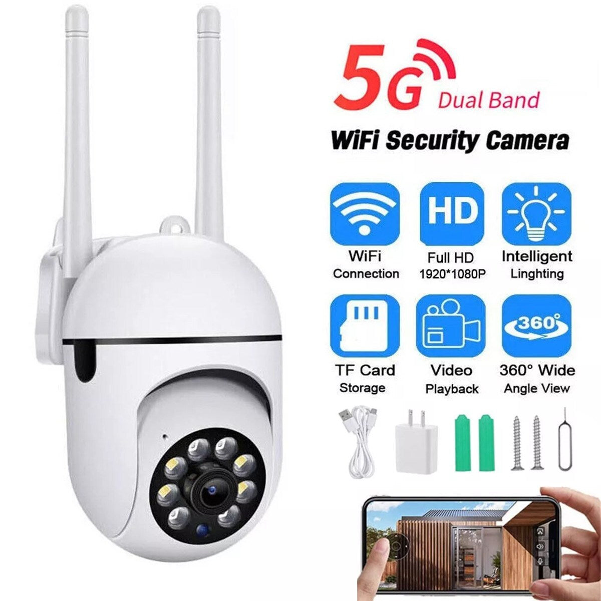 1-4Pack Wireless 5G Wifi Security Camera System Smart Outdoor Night Vision 1080P