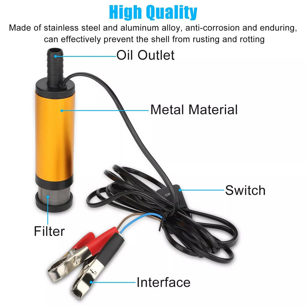 12V Mini Refueling Submersible Diesel Electric Fuel Water Oil Transfer Drum Pump