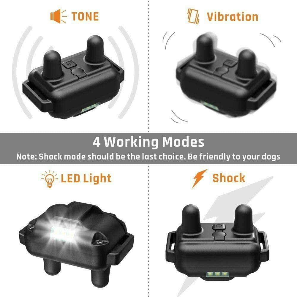 2 Collar Set 2600 FT Remote Dog Shock Training Rechargeable Waterproof LCD Pet