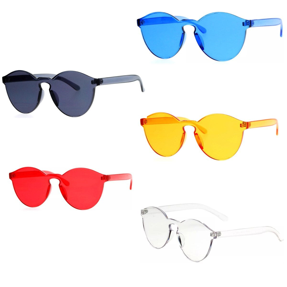 UV400 Rimless Flat Lens Sunglasses One Thick Translucent round Lens Frame US Top