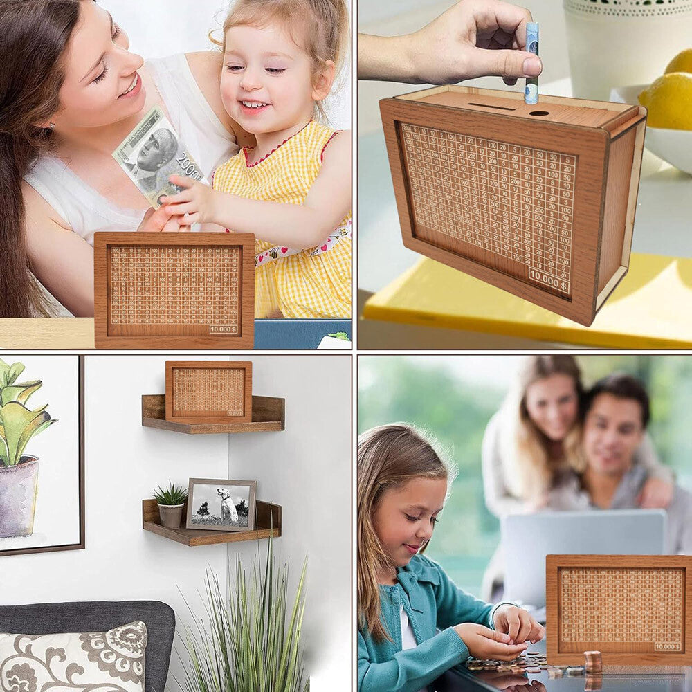 Cash Vault Wooden Savings Box Wooden Cash Saver Money Saving Box with Countdown