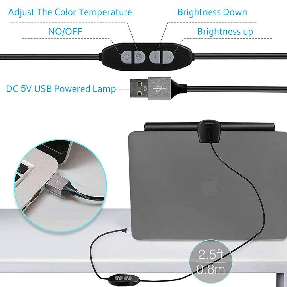 Reading Desk Lamp LED Screen Bar Light USB Computer Monitor Eye-Caring Dimmable