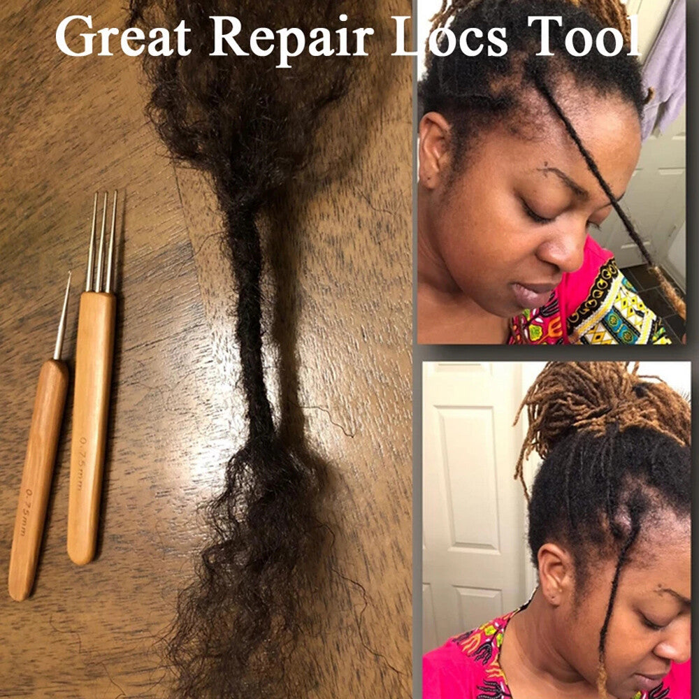 5PCS DIY Crochet Needle Hook Bamboo Handle Dread Knit Hair Making Braiding Tool