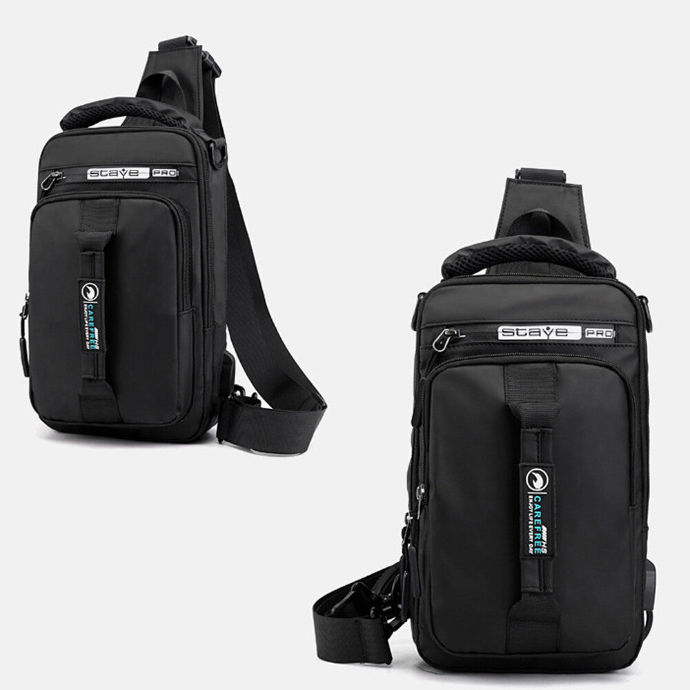 Anti-Theft Men'S Sling Crossbody Bag Chest Shoulder Messenger Backpack USB Port