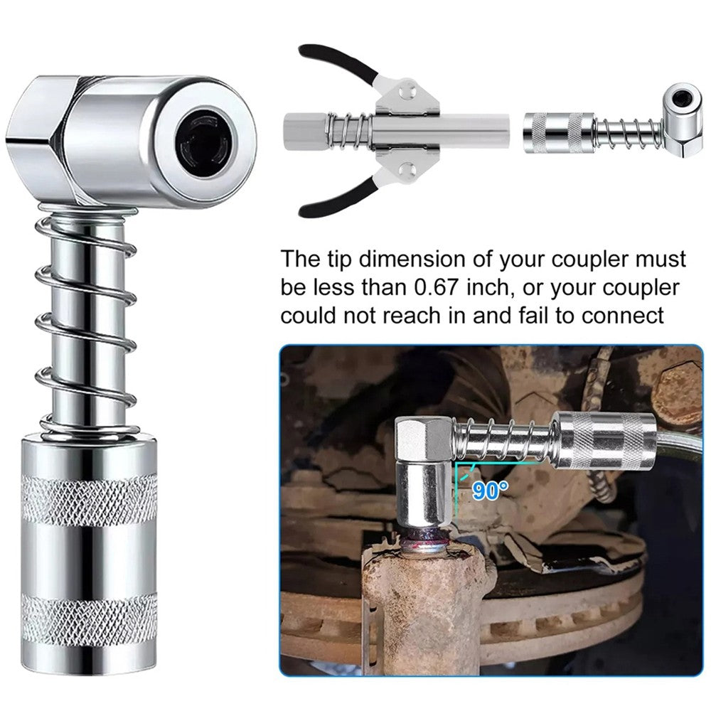 8PCS Set Grease Gun Injector Needle Dispenser Nozzle 90 Degree Coupler Adapter