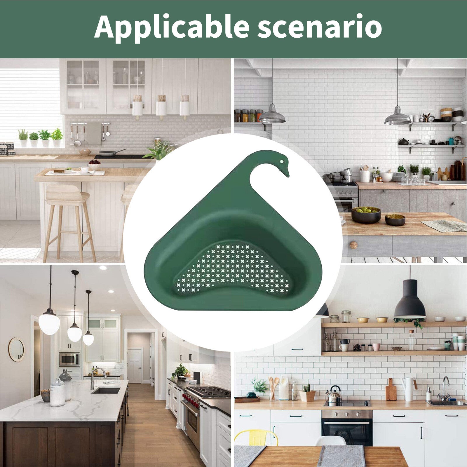 2 PCS Kitchen Sink Rack Strainer Basket Filter Swan-Shaped Drain ORANGE+GREEN US