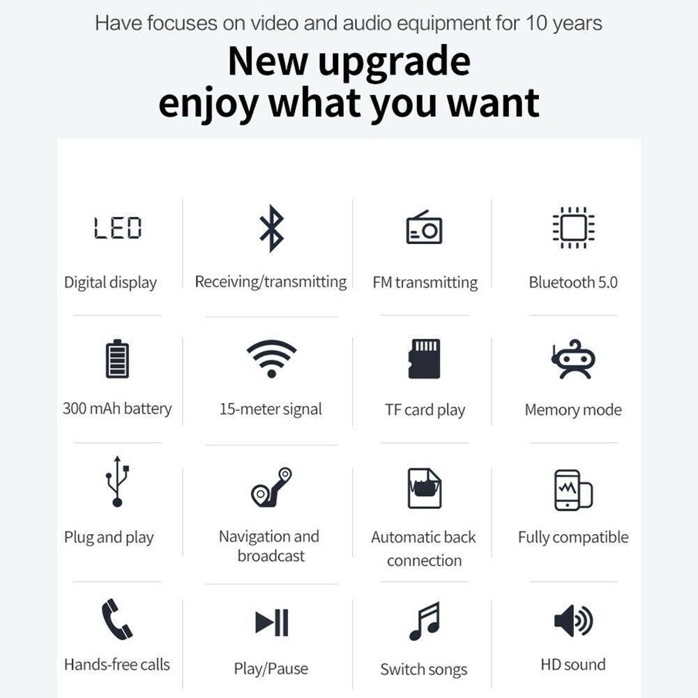 USB Bluetooth 5.0 Transmitter Receiver 4In1 Wireless Audio 3.5Mm Aux Car Adapter