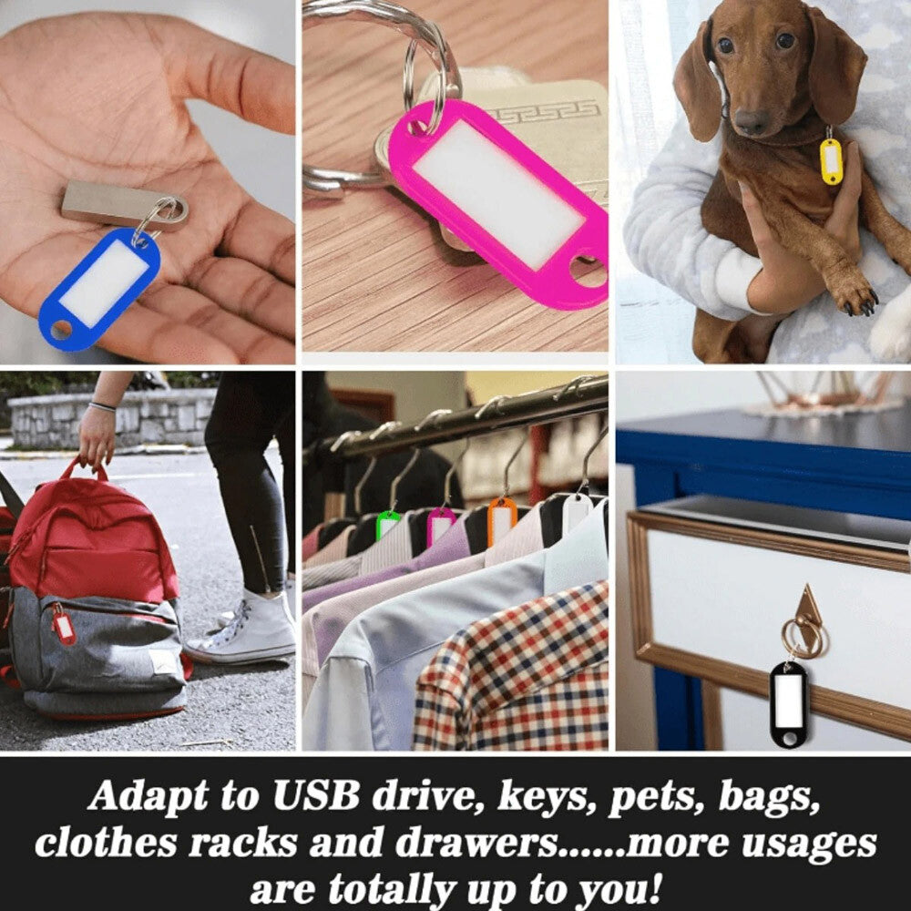 50PCS Key Tags Plastic W/ Split Ring Luggage Fobs ID Card Name Label Keychain US