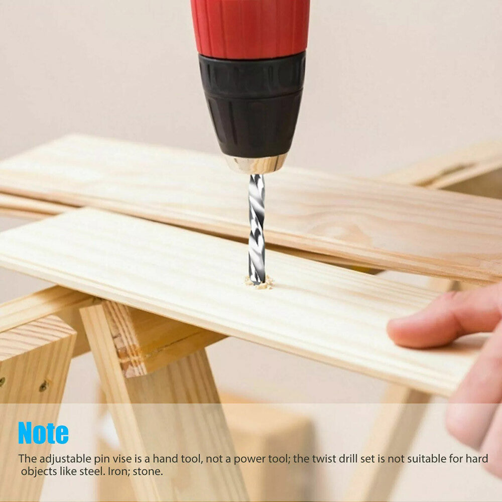 59 PCS Twist Drill Bits Set Mini Micro Hand Rotary Precision Pin Vise Tools Kit