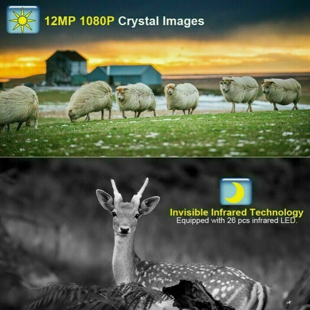 Trail Camera 1080P Hunting Outdoor Wildlife 12MP Scouting Cam Night Vision 2021