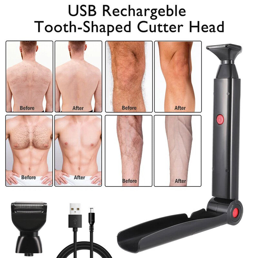 Long Handle Electric Back Shaver for Men Body Hair Removal Razor USB Recharge US