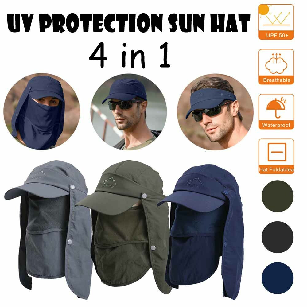 Summer UV Protection Sun Hat Baseball Cap with Neck Face Flap for Fishing Hiking
