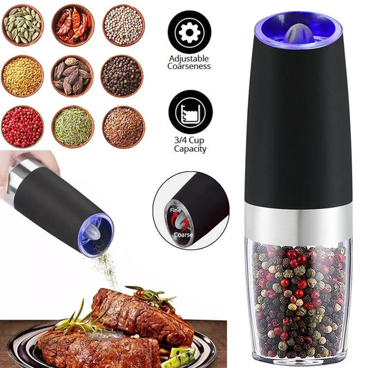 Automatic Blue LED Gravity Electric Salt Pepper Grinder Mill Shakers Adjustable