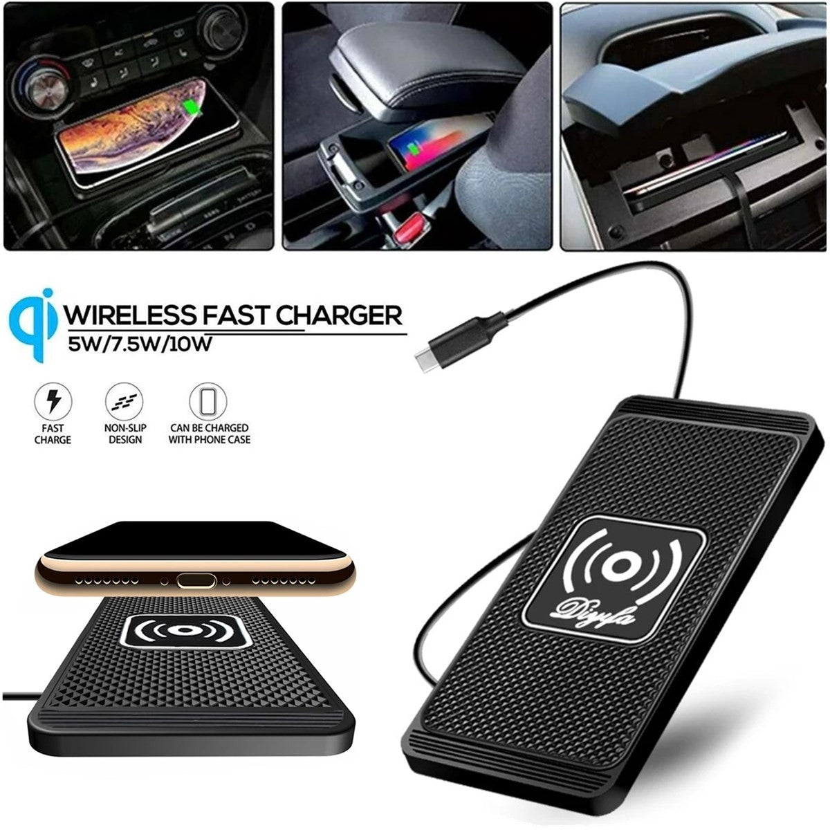 10W Wireless Car Phone Charger Fast Charging Pad Mat for Iphone 17 Pro Max Air