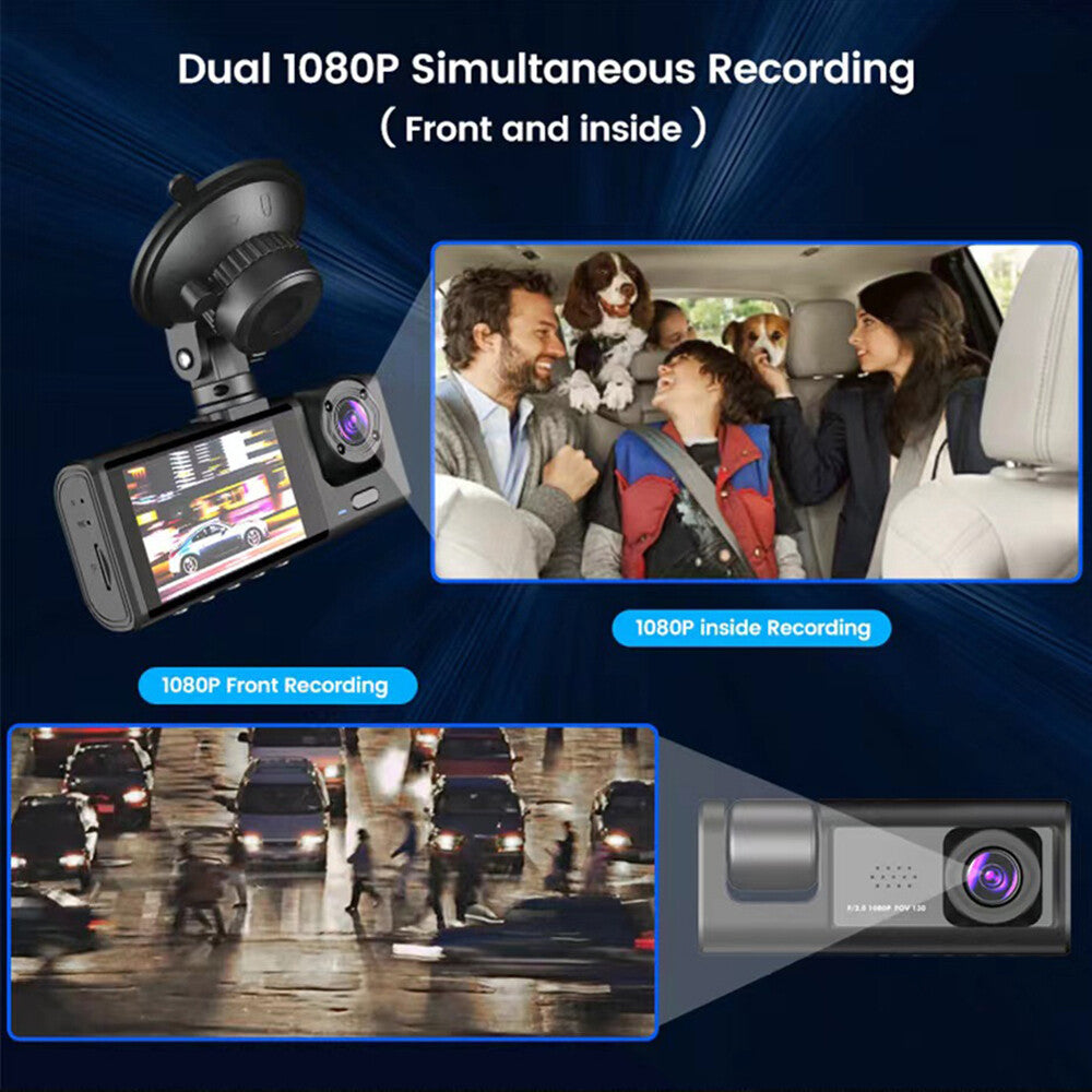 HD 1080P Car Dual Lens Dash Cam Front Rear inside Video Recorder Camera G-Sensor