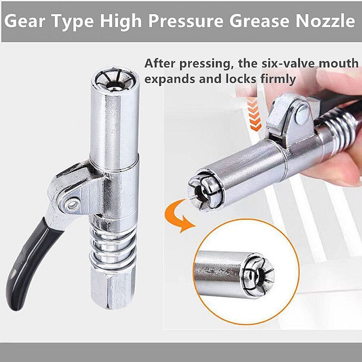 2Packs Grease Gun Coupler High-Pressure Quick Release Lock Oil Injection Nozzles