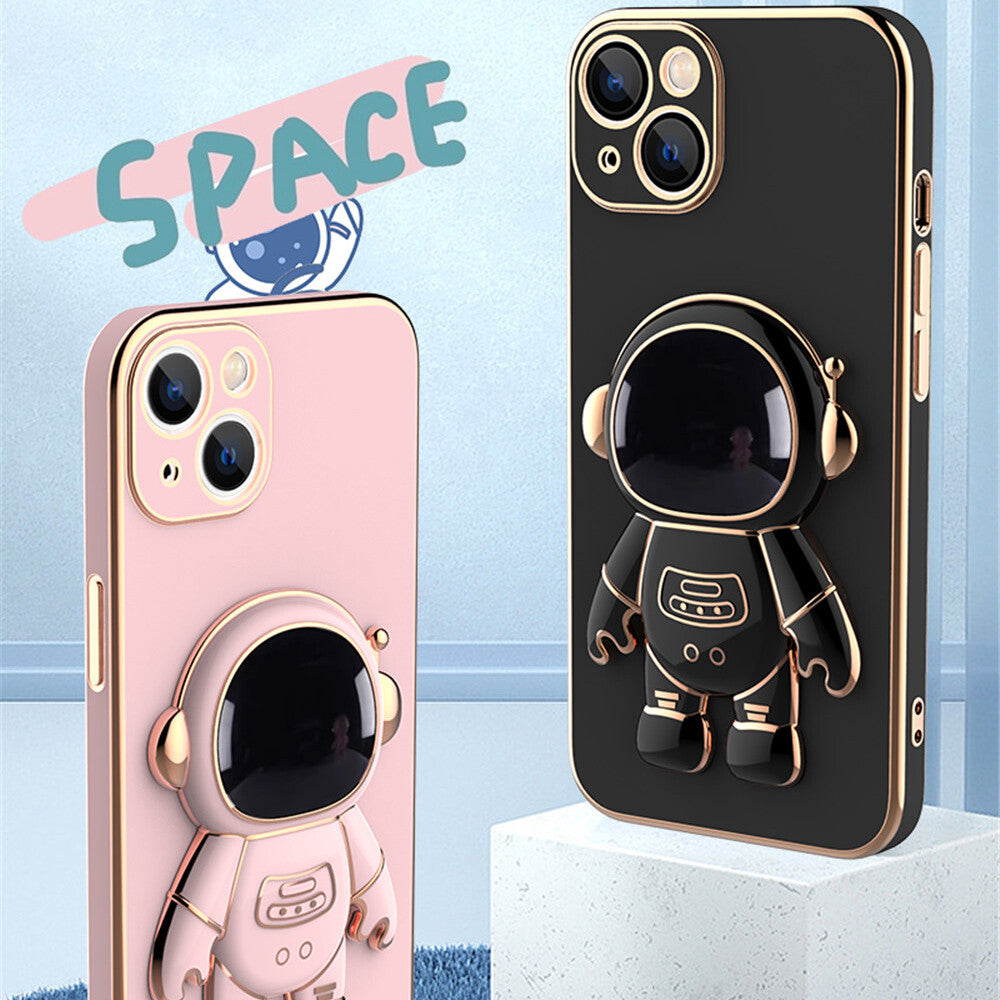Astronaut Stand Phone Case Plating Silicone Cover for Iphone 13 12 Pro MAX 11 XS