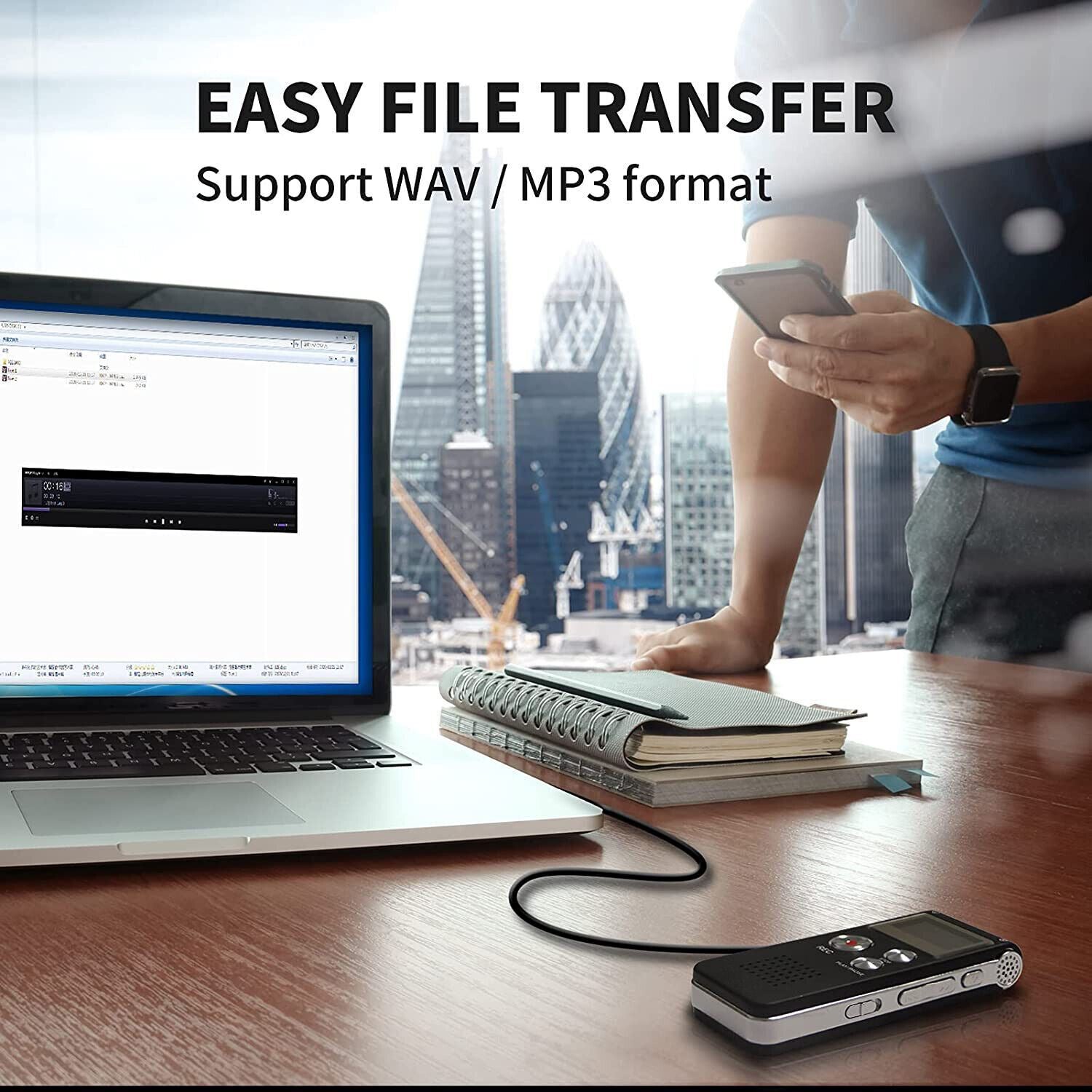 Lecture Digital Voice Recorder Dictaphone Audio MP3 Sound Mini Spy Recorder Mic