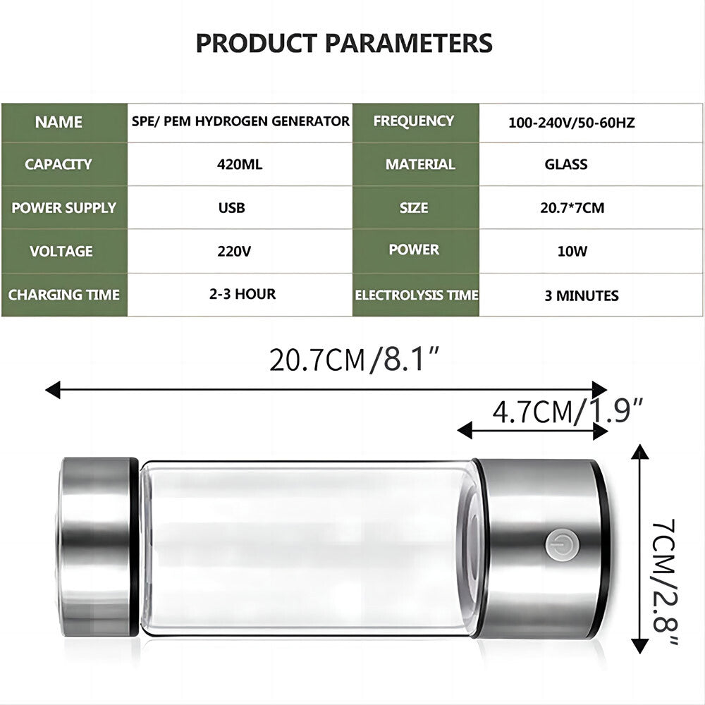 Alkaline Ionizer Maker Bottle Hydrogen Rich Generator Water Anti-Oxidation 2025