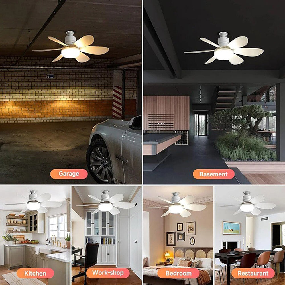 Socket Fan Light Ceiling Fans with Lights and Remote Dimmable LED Ceiling Fan US