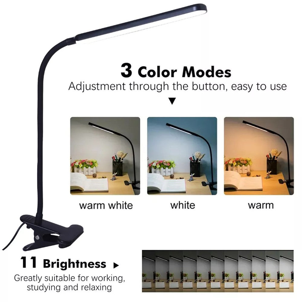 Eye-Caring LED Desk Lamp Adjustable Swing Arm Lamp with Clamp Reading Desk Light