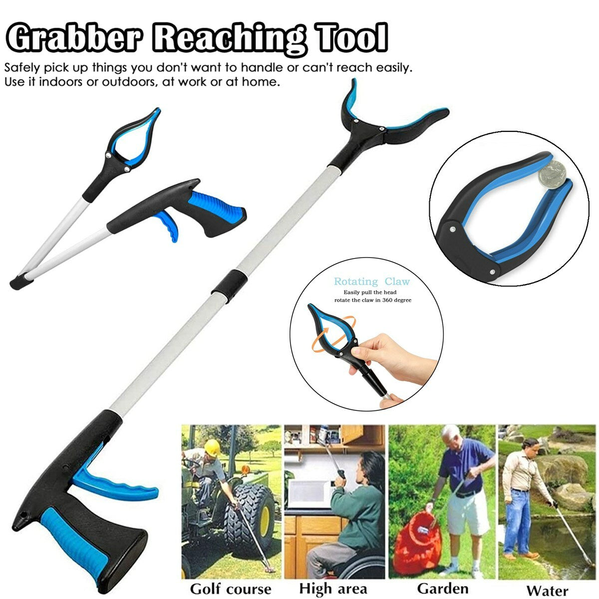 Heavy Duty Grabber Tool Industrial Pick up Stick Hand Grip Reach Trash Reacher