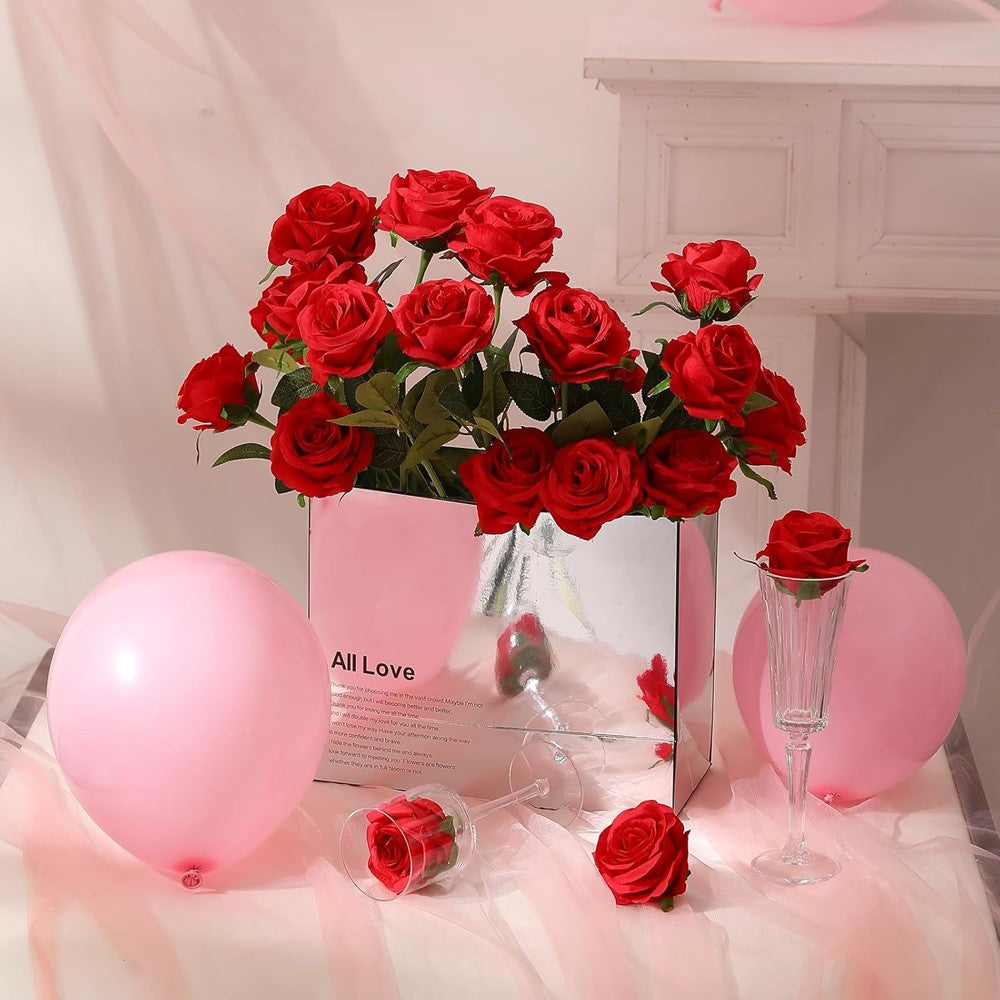 10/20PCS Artificial Red Roses Silk Lifelike Flower Wedding Bouquet Romantic Gift