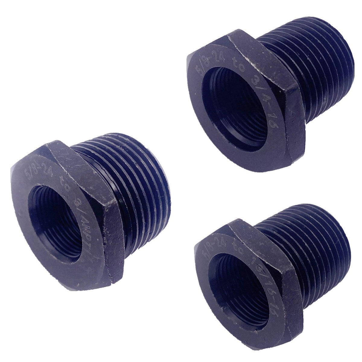 3 Pack Steel Thread Adapter Convert 5/8X24 to 3/4X16.13/16X1