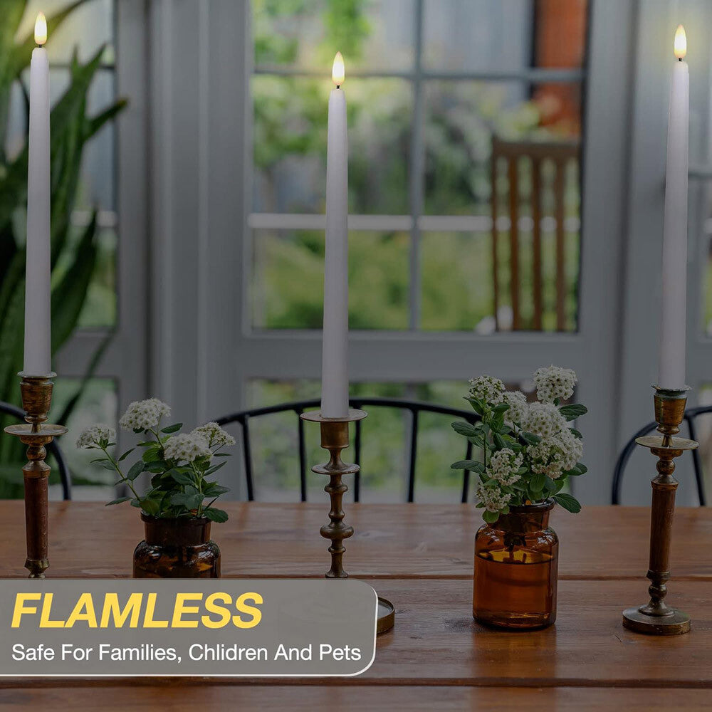 6 Set Rod Candles LED Night Light Decor Candles Flickering Timer Remote Control