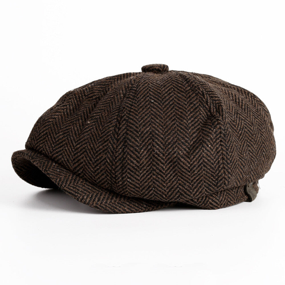 Newsboy Hat Flat Cap Driver Herringbone Tweed Plain Wool Baker Boy Classic Golf